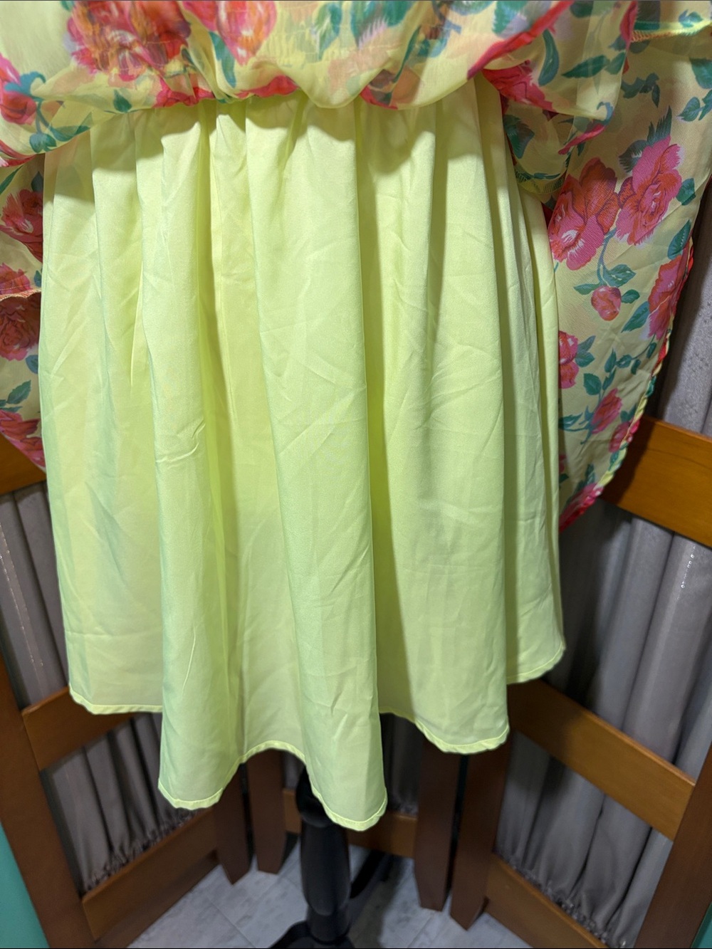 Betsey Johnson Yellow Mini Dress with Red Floral Print - Picture 5 of 15